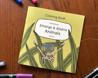 Bizarre Animals Coloring Book | 7"x7" | Axolotl, Platypus, Goblin Shark, Glass Frog