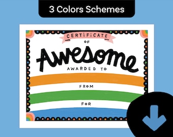 Certificate of Awesome Rainbow Digital Download