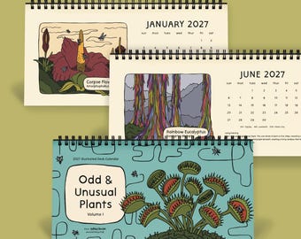 10"x5" | 2027 Calendar Year | Odd & Unusual Plants Desk Flip Calendar