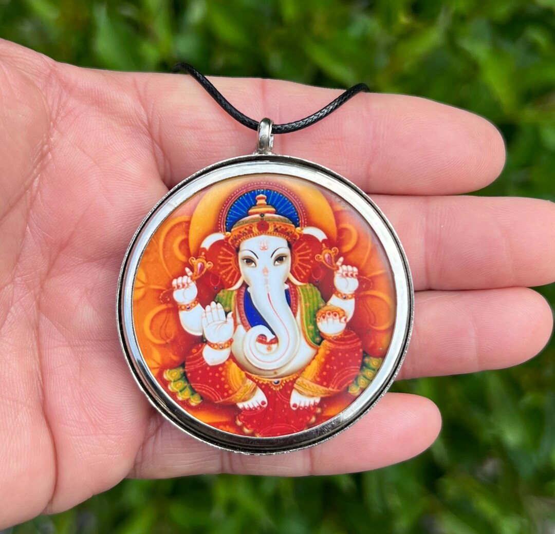 Large Ganesh Ganesha Silver Pendant Hindu Deity God Hindu Etsy