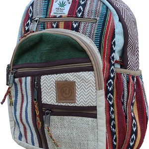 Anitya Handmade Himalayan Hemp Daypack – Lightweight Bohemian Backpack For Travel, Hiking & Daily Use – Mushroom Print Design - View #7