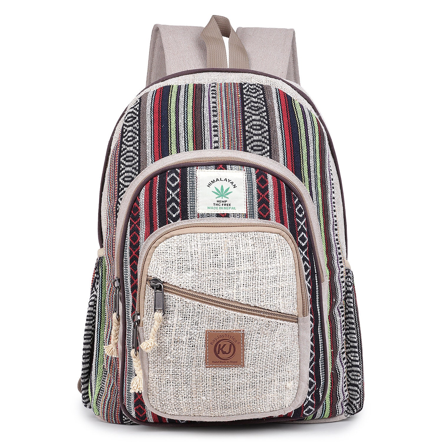 100% Handmade Multi Pocket Hemp Backpack Unique Design 100% Himalayan Hemp Backpack multi Pockets  main image 2
