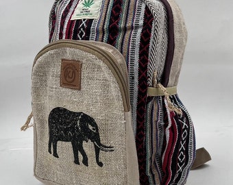 Small Lightweight Daypack Backpack Handmade Himalayan Hemp Travel, Hiking, Purse for Men, Women & Girls