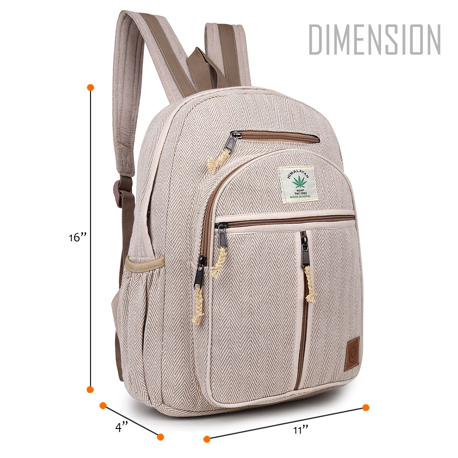 3323 Natural Handmade Large Multi Pocket Hemp Nepal Backpack BKPK-7 Handmade Large Multi Pocket Natural Hemp Nepal Backpack - Etsy main image 3