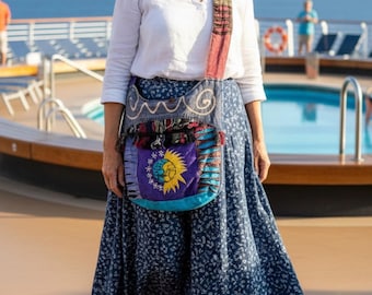 Bohemian Handmade Cotton Crossbody Bag | Slouchy Hobo Sling | Hippie Shoulder Bag | Assorted Patterns