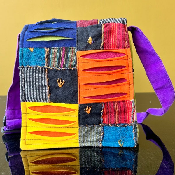 Handmade Hippie  Small Cross Body Bag, Travel Sling Bag, Vegan Passport Bag, Travel Cute Purse, Hippie Shoulder Bag, Fair Trade