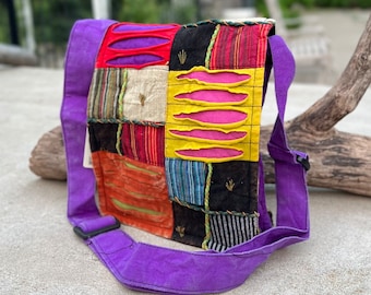 Handmade Hippie Patchwork Crossbody Bag: Fair Trade Vegan Sling