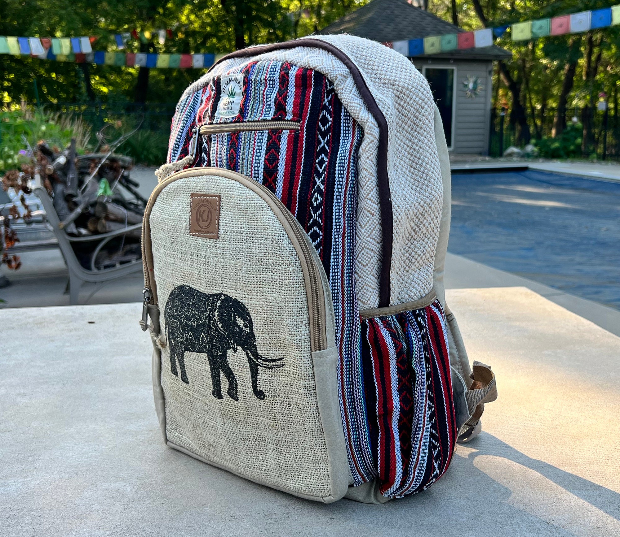 Sac à Dos En Chanvre Et Coton Fait Main Népal - Multicolore Hippie Bio Et équitable - Neuf