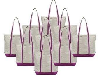 DIY Blank Canvas Tote Bag with Super Sturdy Strap  + Secure Inside Zipper Pocket Purple