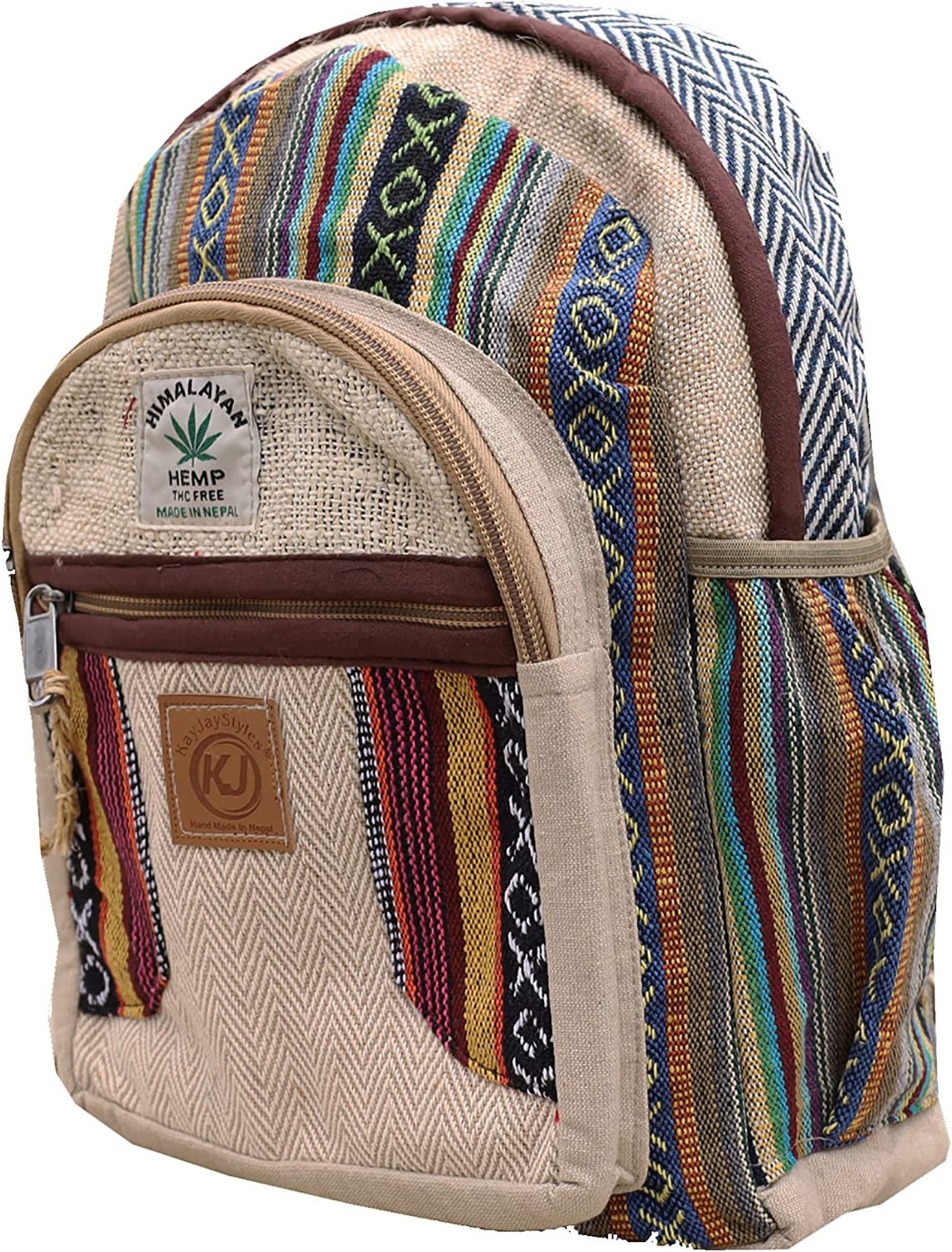 Anitya Handmade Himalayan Hemp Daypack – Lightweight Bohemian Backpack For Travel, Hiking & Daily Use – Mushroom Print Design - View #9