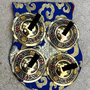 2 Pairs Brass Lotus Flower Finger Cymbals Zills for Belly Dancing image 6