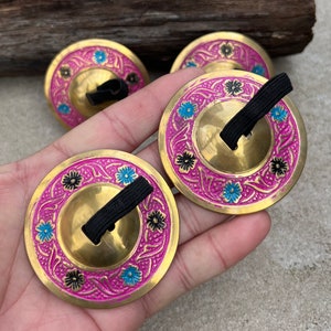 2 Pairs Brass Lotus Flower Finger Cymbals Zills for Belly Dancing image 3