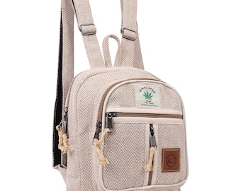 Small Lightweight Minipack Handmade Himalayan Hemp Travel, Hiking, Women & Girls Natural
