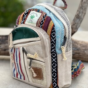 Liten lättvikts minipack handgjord himalayahampa resor, vandring, unisex bild 5