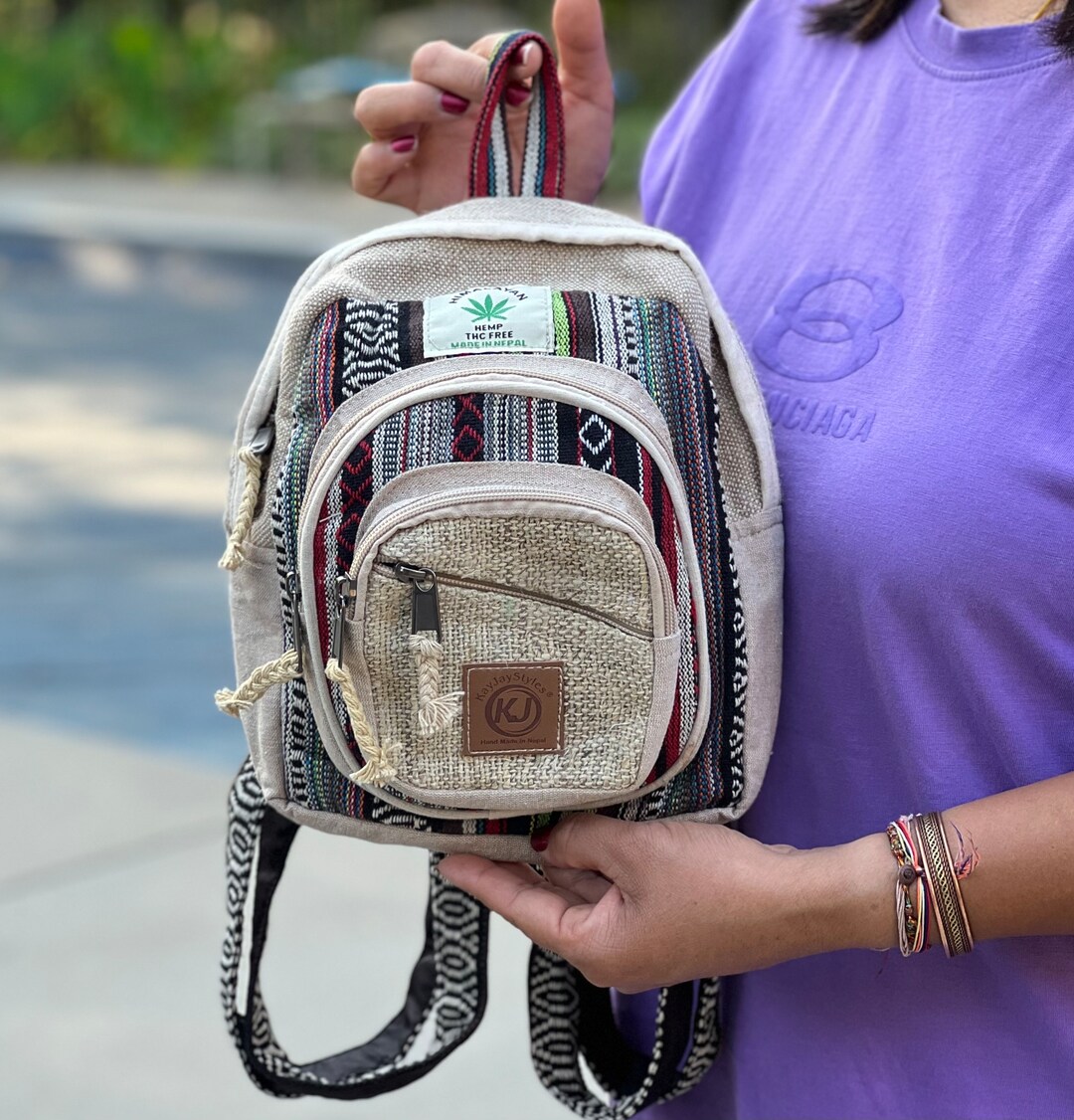 Small Lightweight Minipack Handmade Himalayan Hemp Travel, Hiking