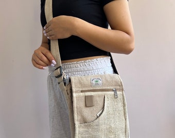 Hemp Handmade Hippie Small Cross Body Bag, Travel Sling Bag, Vegan Passport Bag, Travel Cute Purse, Hippie Shoulder Bag, Fair Trade