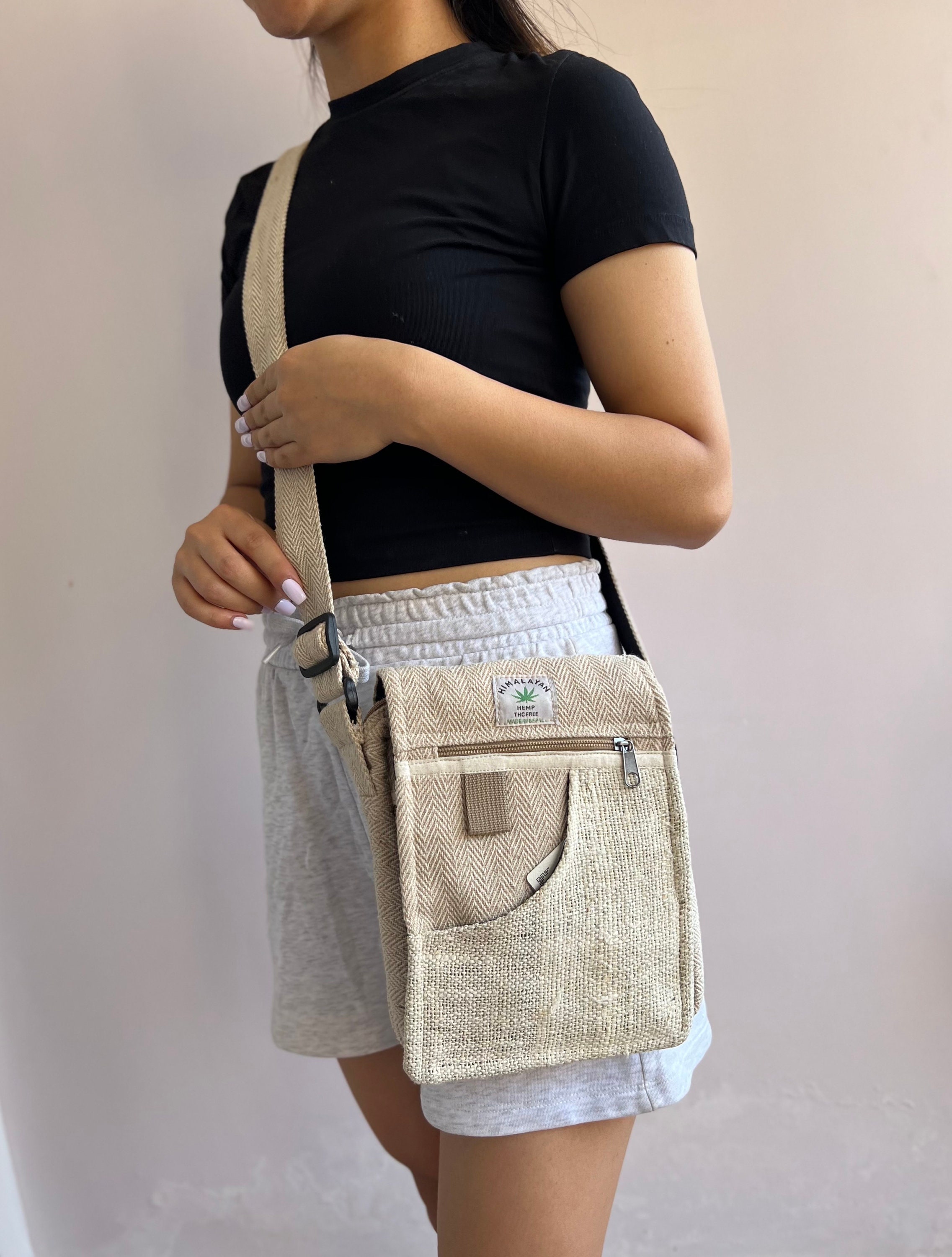 Hemp Handmade Hippie Small Cross Body Bag, Travel Sling Bag