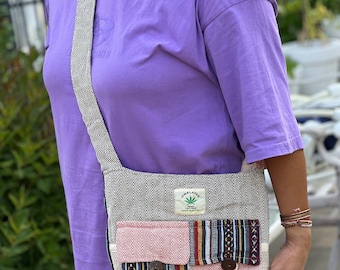 Handmade Hemp Crossbody Bag: Hippie Travel Sling Purse