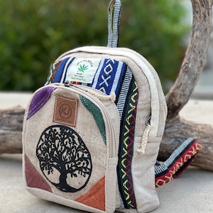 Liten lättvikts minipack handgjord himalayahampa resor, vandring, unisex bild 7