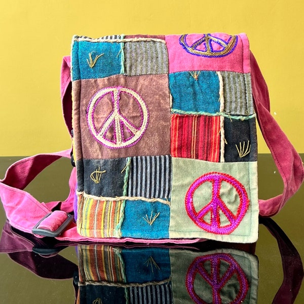 Handmade Hippie  Small Cross Body Bag, Travel Sling Bag, Vegan Passport Bag, Travel Cute Purse, Hippie Shoulder Bag, Fair Trade