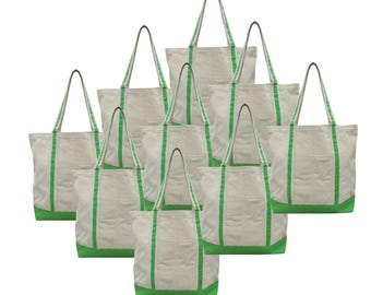DIY Blank Canvas Tote Bag with Super Sturdy Strap  + Secure Inside Zipper Pocket Green