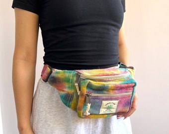 Eco-Friendly Boho Hippie Style Hemp Fanny Pack Hip Waist Bag for Hiking Running Jogging