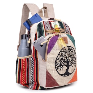 Large Multi Pocket Natural Hemp Handmade Backpack Tree of Life - Etsy