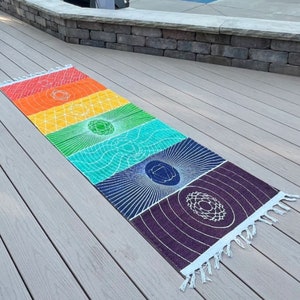 Organic Cotton Chakra Yoga Mat: Meditation & Prayer Rug
