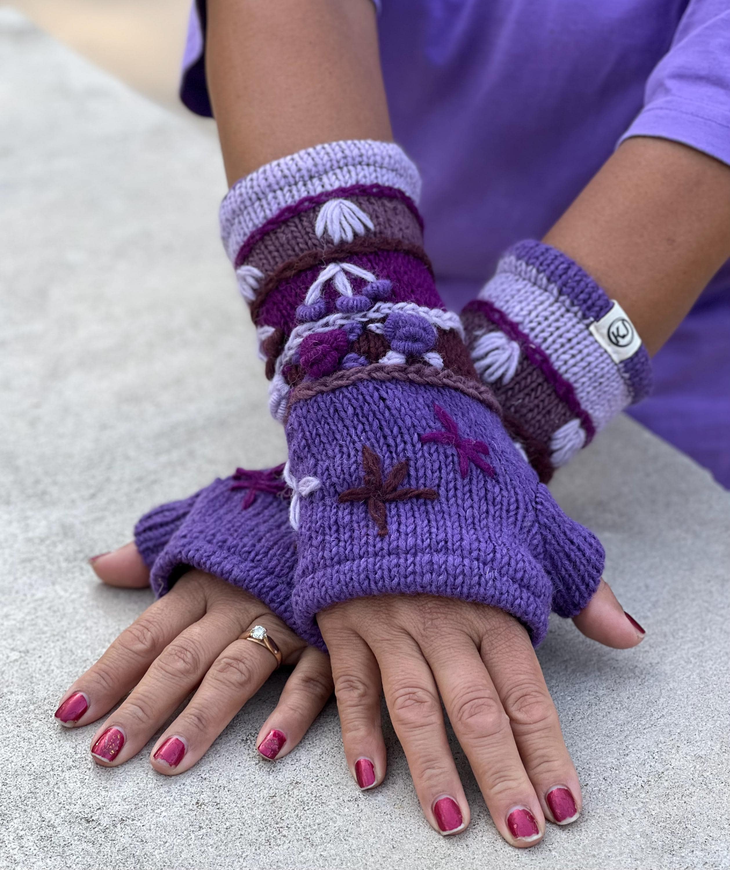 Woolen Hand Knit Fingerless Fleece Lined Gloves, Hand Warmer Blue. FAST SHIPPING!!!