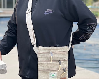 Handmade Hemp Crossbody Bag: Vegan Travel Sling Purse