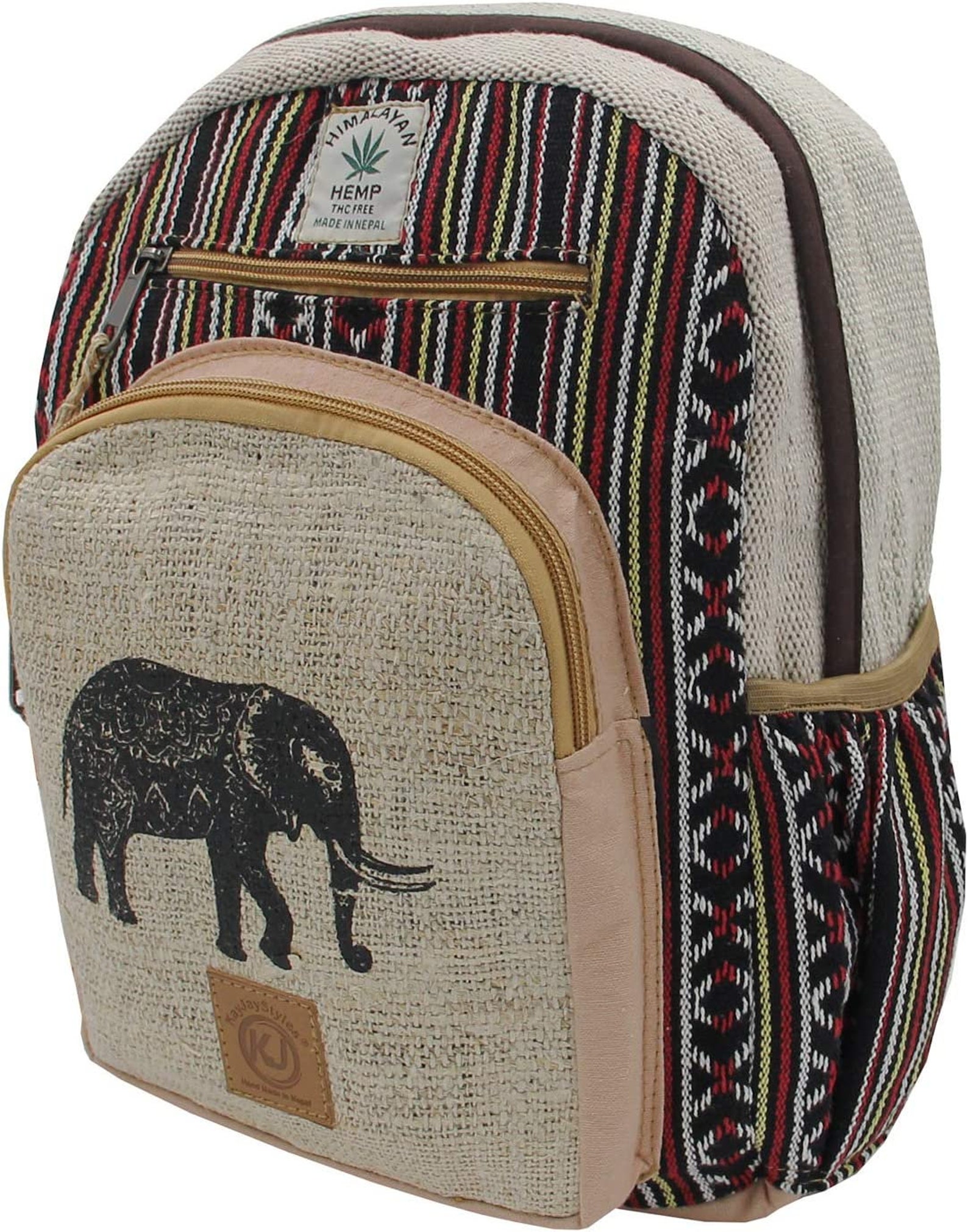 Anitya Handmade Himalayan Hemp Daypack – Lightweight Bohemian Backpack For Travel, Hiking & Daily Use – Mushroom Print Design - View #8