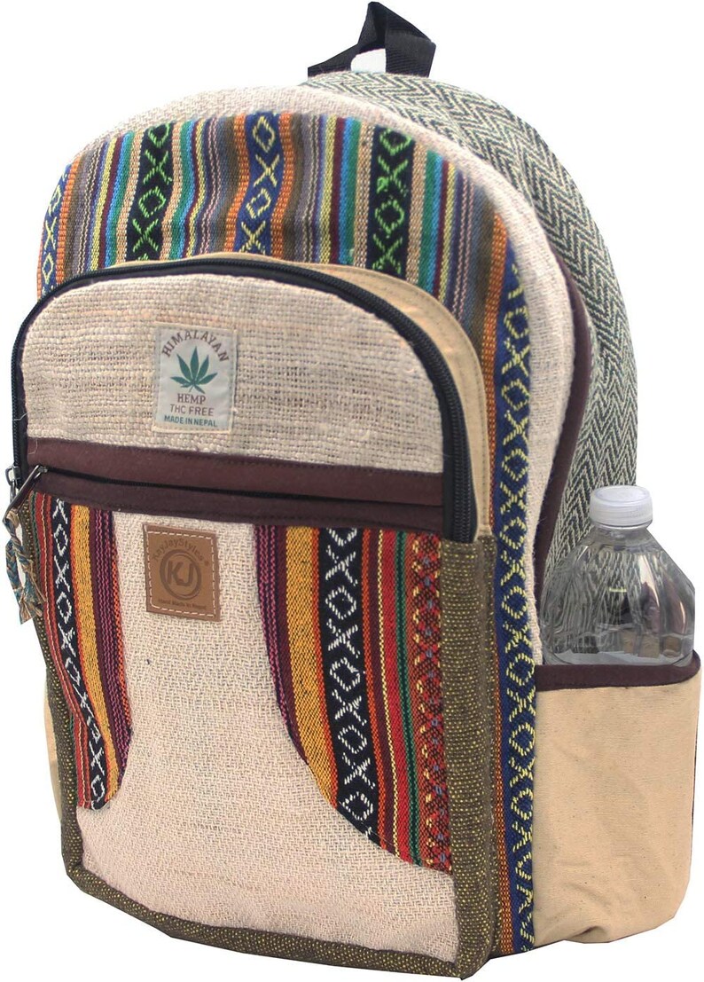Handmade Large Multi Pocket Natural Hemp Nepal Backpack Etsy