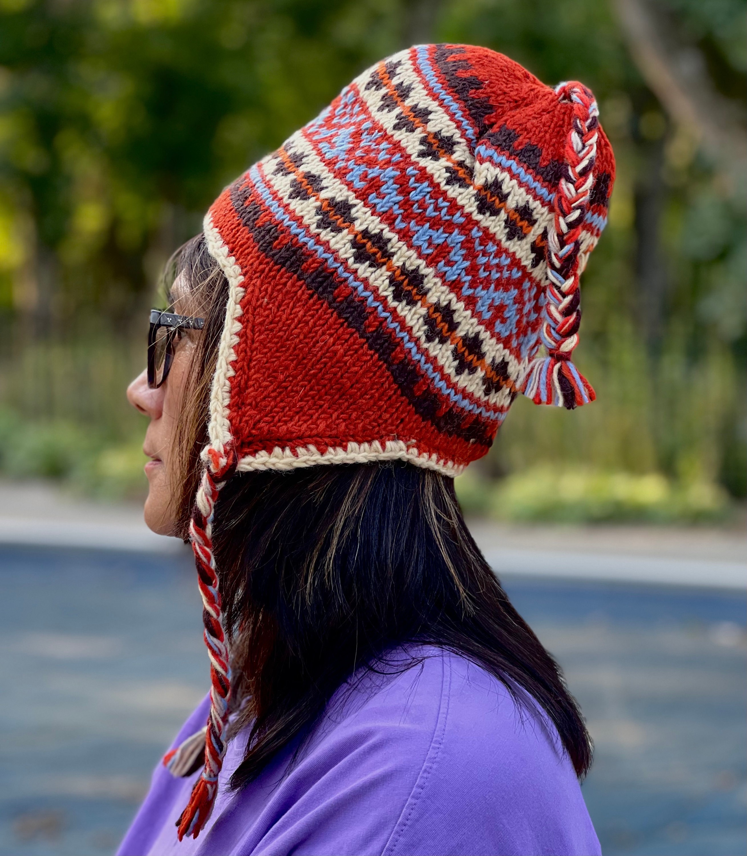 Peiiwdc Gorro de lana para mujer, diseño peruano de invierno, con orejeras,  con solapa, Sherpas para esquí, nieve, de punto, con borlas