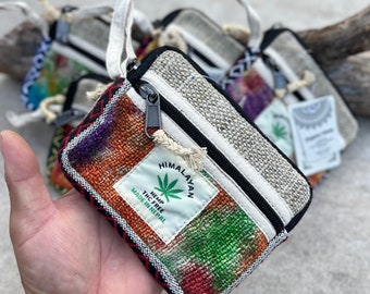 Monedero, cartera y neceser de cáñamo con dos bolsillos y cremallera