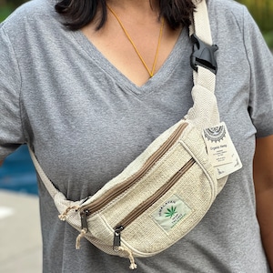 Eco-Friendly Boho Hippie Style Hemp Fanny Pack Hip Waist Bag for Hiking Running Jogging