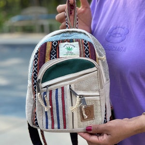 Liten lättvikts minipack handgjord himalayahampa resor, vandring, unisex Minipack 3