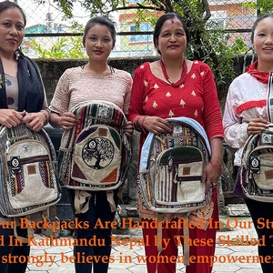 Liten lättvikts minipack handgjord himalayahampa resor, vandring, unisex bild 10