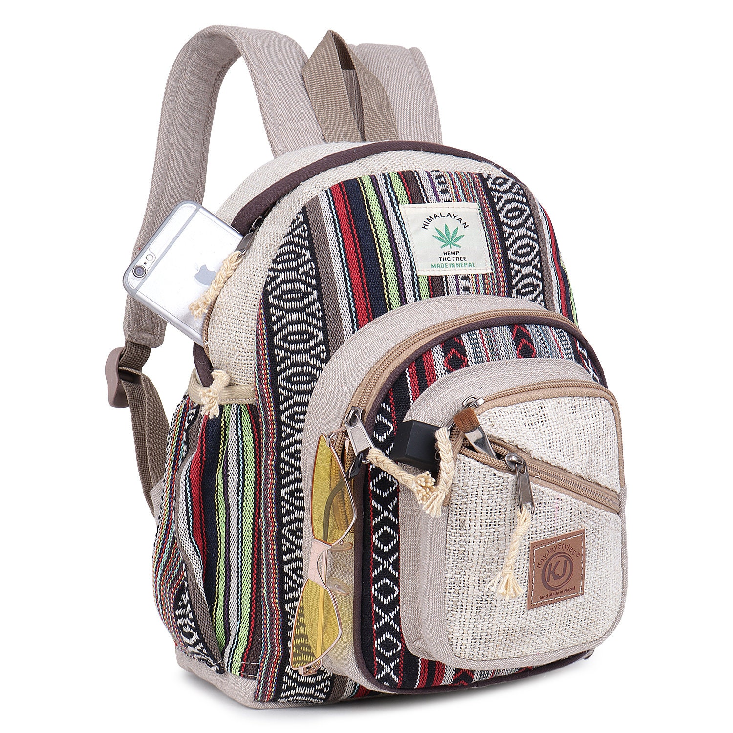 Small Lightweight Daypack Backpack Handmade Himalayan Hemp Travel ...