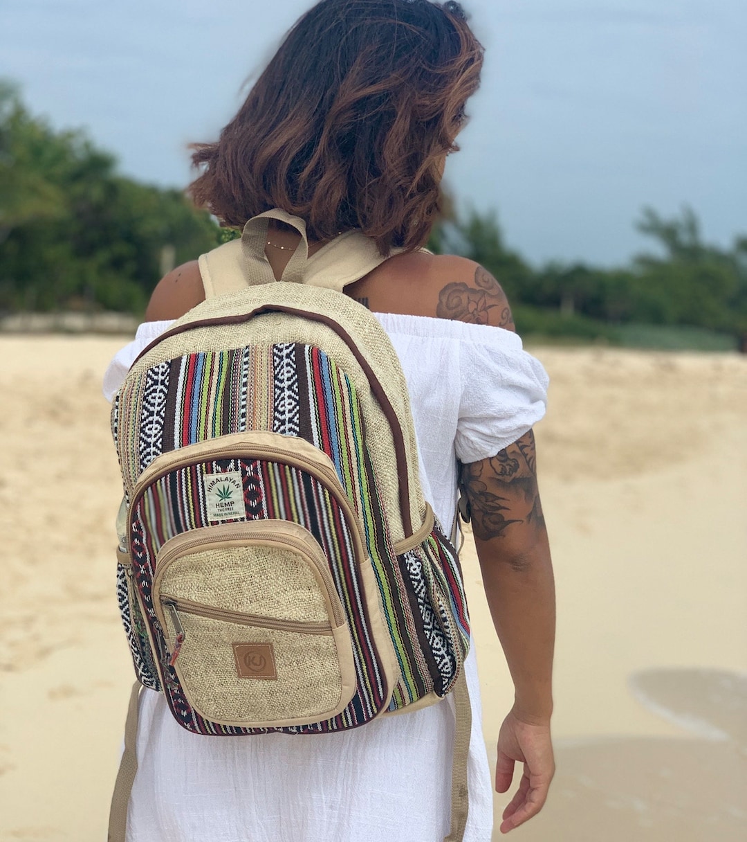 Handmade Large Multi Pocket Natural Hemp Nepal Backpack Etsy