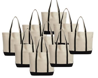 DIY Blank Canvas Tote Bag with Super Sturdy Strap  + Secure Inside Zipper Pocket Black