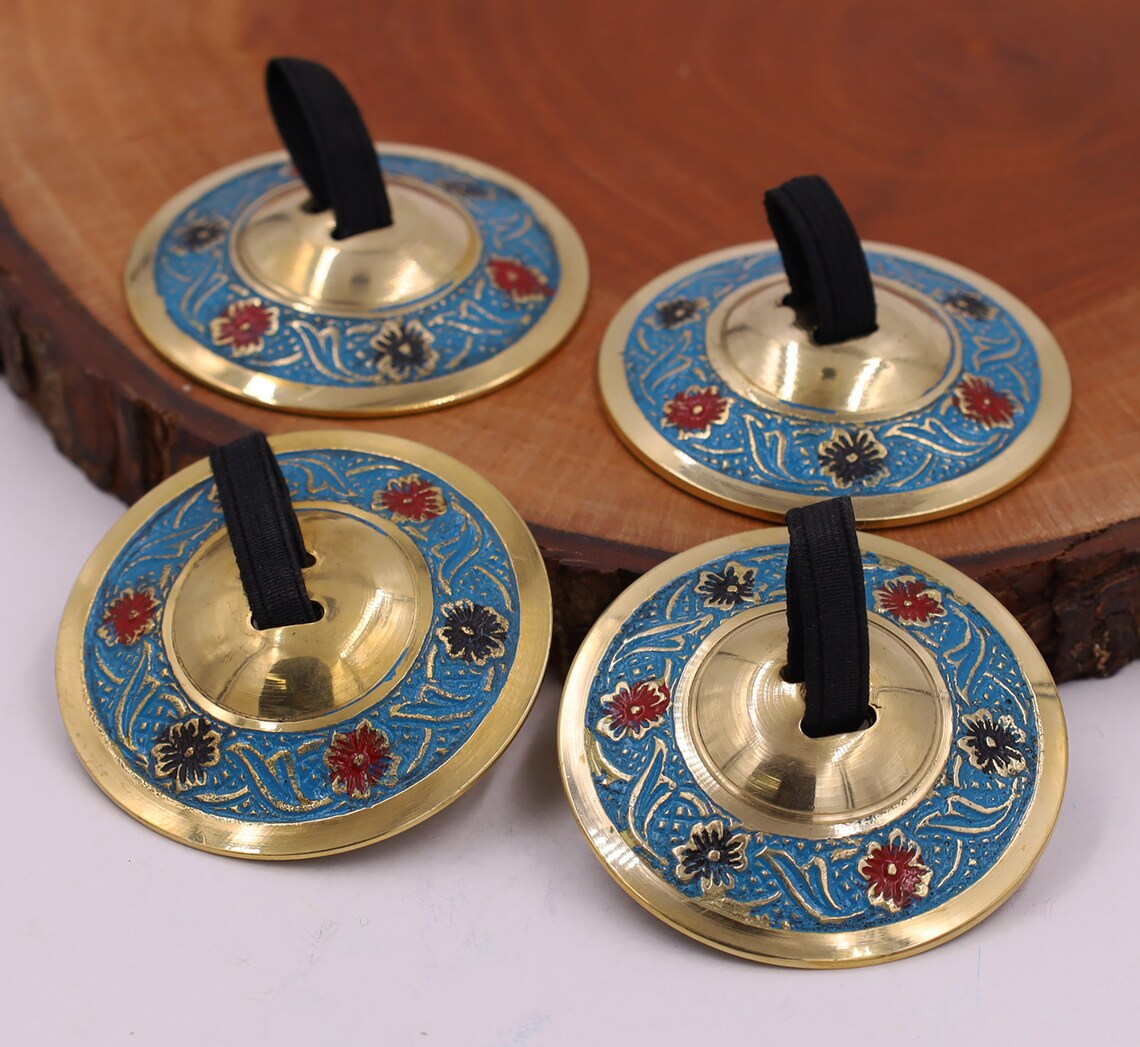 2 Pairs Brass Floral Finger Cymbals Zills for Belly Dancing Etsy