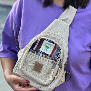 Hanf Handgemachte Hippie Umhängetasche, Reise Umhängetasche, Vegan Tasche, Nette Reise Geldbörse, Umweltfreundlicher Brustbeutel, Fair-Trade Nepal