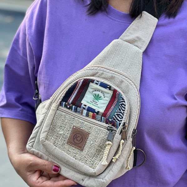 Hemp Handmade Hippie Cross Body Bag, Travel Sling Bag, Vegan Bag, Travel Cute Purse, Eco Friendly Chest Bag, Fair Trade Nepal