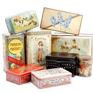 Collection of beautiful decorative vintage tins, choose 1 or more, storage tins, gift box, trinket box, vintage home, living room deco