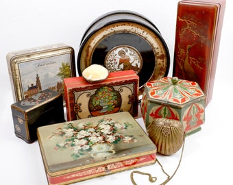 Collection of beautiful decorative vintage tins and boxes, choose 1 or more
