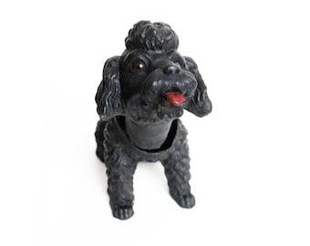 Vintage Black Poodle Bobblehead Figure Mid Century German Nodding Dog Decor