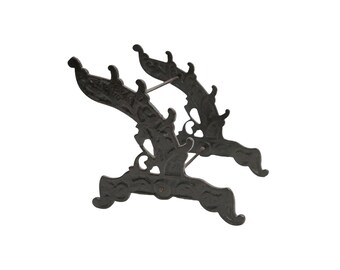 Antique Cast Iron French Desk Pen Stand Holder Gothic Rococo Style Writing Rack