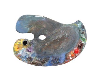 Antique Artist Palette | Large Wooden Paint Tray, Studio Decor (37 x 53 cm)