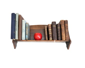 Antique French Oak Desktop Bookshelf, Dark Wood Book Trough, Academic Decor