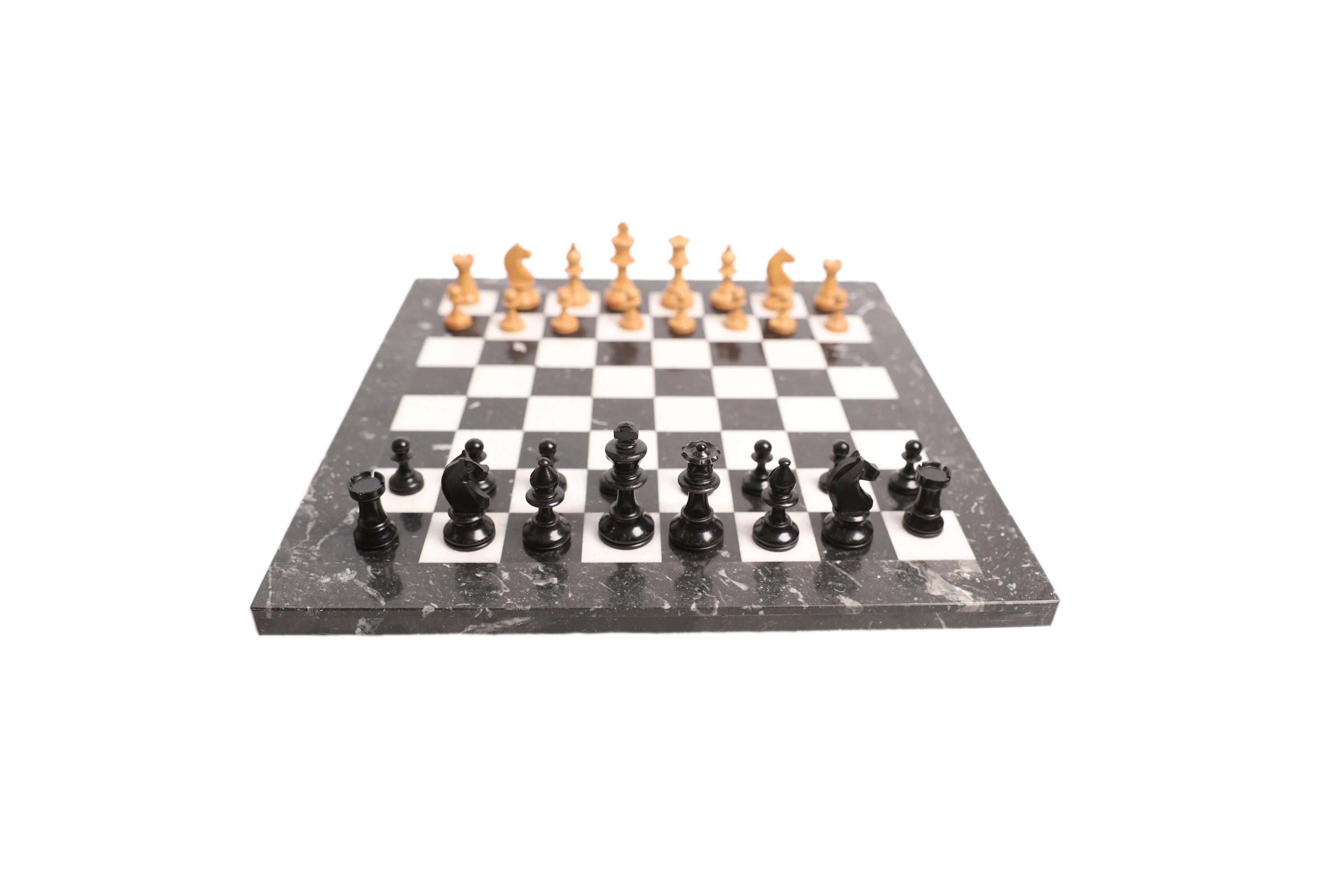 ヴィンテージ大理石チェスセット（古い木製駒付き、35 cm） - Etsy 日本